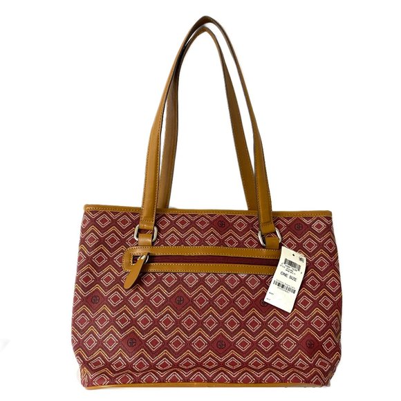 NWT GIANI BERNINI SAFFIANO WINE GRAPHIC TOTE - Picture 2 of 4